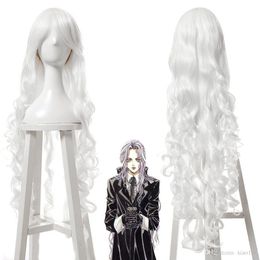 Women Lolita White Long Curly Wavy Wave Rosiel Cosplay Wig Anime Wigs Hair