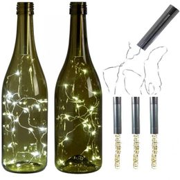 LED Wine Bottle Copper Wire String Light Home Bistro Wine Bottle Starry Bar Party Valentines Wedding Decor Lamp Battery Powered