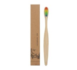 Wholesale 500pcs Colorful Head Bamboo Toothbrush Environment Wooden Rainbow Bamboo Toothbrush Oral Care Soft Bristle DHL Free shipping