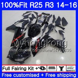 Injection Body For YAMAHA YZF R3 R25 YZF-R3 YZFR25 14 15 16 17 240HM.5 YZF-R25 R 25 YZFR3 2014 2015 2016 2017 Fairings top Glossy black kit