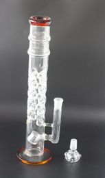 16 Inches Straight Tube Glass Bong Hookahs Bubbler Oil Dap Rig with 14mm Male Bowl for Smoking Accessories
