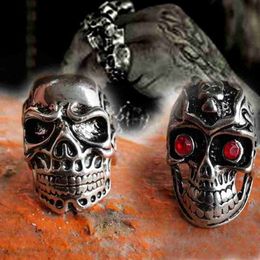 Cool High Detail Stainless Steel Skull Ring Mens Biker Punk Ring US 7~14 Herrenring Bague Homme Anillo Hombre