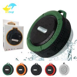 bluetooth cup UK - Vitog C6 Potable Wireless Bluetooth Speaker Waterproof Shower Speaker Drive Bult-in Stereo Music Player Snap Hook Suction Cup With Package