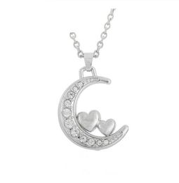 DN025 moda popolare collana di cristallo luna con due cuori ti amo alla luna e ritorno gioielli