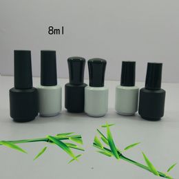wholesale 8ml White Black Elegant Colored Custom Empty UV Gel Nail Polish Bottle tube With Brush Cap