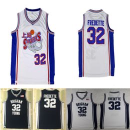 Cheap Brigham Young Cougars College Basketball Jerseys 32 Shanghai Sharks Jimmer Fredette Ed Navy Blue Shirts White University Jersey