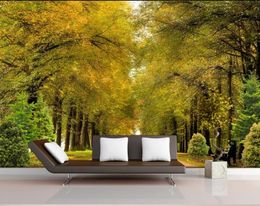 Golden Avenue TV background wall decoration painting modern wallpaper for living room