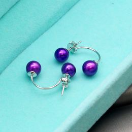 wholesale DIY fashionable exquisite 925 silver pearl earrings 7-8mm natural freshwater dyed pearl sterling silver earrings