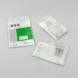 Clear ID Badge Holders PlasticWaterproof Name Card Case PVC Clear Card Storage Organiser