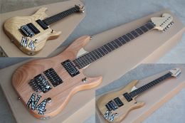 Factory Custom Natural Wood Colour Electric Guitar with Rosewood Fingerboard,Chrome Hardwares,Double Rock Bridge,Offer Customised
