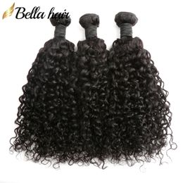 Indian Virgin Hair Extensions Curly Human Hair Bundles Weaves Curly Hair Weft Extension 3pcs/lot Natural Colour Bellahair