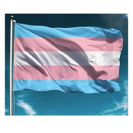 Custom Polyester Transgender Flag Banner 3x5 ft Printed Indoor Outdoor Double Stitched Pride Trans Flags 5x3 Flying Hanging