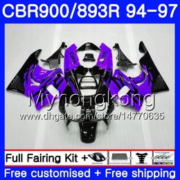 Body For HONDA CBR893 RR CBR900RR CBR893RR 94 95 96 97 260HM.6 CBR 893 CBR900 RR CBR 893RR Purple black hot 1994 1995 1996 1997 Fairing kit