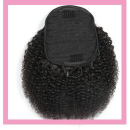 Brazilian Virgin Hair 100g/lot Ponytails Afro Kinky Curly 8-22inch Natural Color 100% Human Hair Ponytail