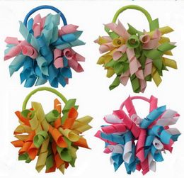 korean hair clips for girls Canada - Korean Girls Korker Bow Flower Hair Accessories Corker hair clips Ponytail Holders Curl Ribbons Hair band bobbles elastic PD007