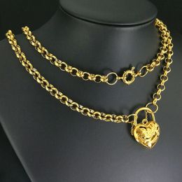 16inch30inch18k gold filled vacuum plating chain women girl heart padlock necklace188