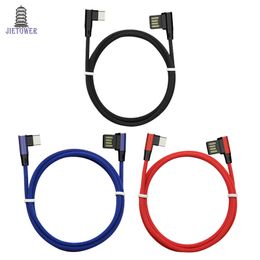 100pcs/lot 2side 90degree L elbow cable for micro usb 5pin for samsung 2A quick charger top grade typeC usb C