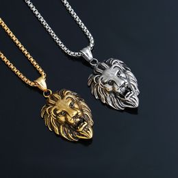 Hip Hop Lion Head Pendant Necklace For Men Luxury Gold Silver Plated Long Necklaces Jewellery Friendship Gifts Wholesale B-0447