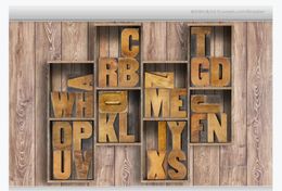 3D Customised large photo mural wallpaper Vintage wooden lattice woodcut letter 3d restaurant sofa background mural Wall paper for walls 3d