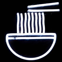 Noodle Sign White LED Neon Light Restaurant beautiful Wall Decoration Handmade 12 V Super Bright