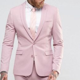 New Arrival Pink Groom Suits Wedding Tuxedos Prom Party Men Suit Notched Lapel Groomsmen Wedding Suit Best Men Blazer 2 Pieces Jacket Pant