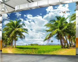 Custom wallpaper Ultra HD Hainan Coconut Tree tv background wall living room bedroom children room background 3d wallpaper murals