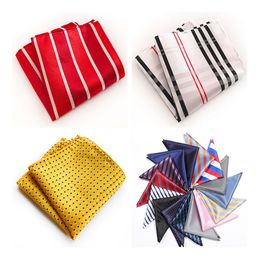 Polyester Hankerchief 60 Colours Grid Pocket square Napkin Striped kerchief mocket men's noserag For Party Wedding Free TNT Fedex