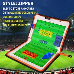 Tactical Board Soccer Basketball Zipper Coach Clipboard Basketball Double-side Board PU Material Soccer Three Fold Coach Board