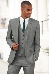 Handsome Two Buttons Groomsmen Peak Lapel Groom Tuxedos Men Suits Wedding/Prom/Dinner Best Man Blazer(Jacket+Pants+Tie+Vest) A243