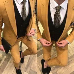 Three Pieces Wedding Tuxedos 2020 Fashion Custom Made Business Men Suits One-Button Groom Wear Peaked Lapel Wedding Set
