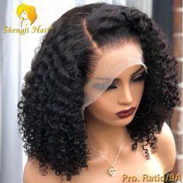 pre plucked 360 lace frontal wig with baby hair 4 5 180 density brazilian curly glueless human hair wigs shengji remy wig