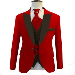 Newest One Button Groomsmen Peak Lapel Wedding Groom Tuxedos Men Suits Wedding/Prom/Dinner Best Man Blazer(Jacket+Tie+Vest+Pants) 1149