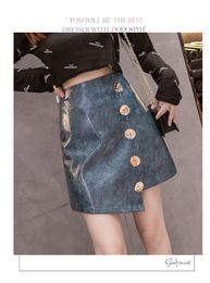 New design women's fashion sexy high waist GLOSSY pu leather a-line asymmetric irregular short skirt plus size S M L XL XXL