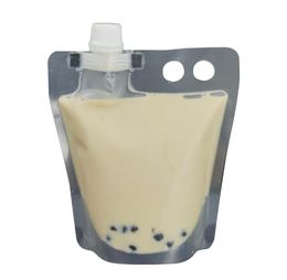 Bubble Tea Stand-up Plastic Drink Packaging Bag Spout Pouch for Beverage Liquid Juice Milk Coffee SN564