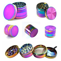 New 40/50/55/63 mm Dazzle Colour Ice Blue Zinc make Smoke grinder Rainbow Flat abrader Smoke Crusher Smoking Accessories T9I0055