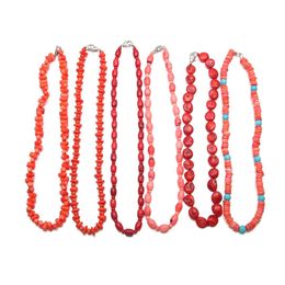 1pcs Natural Stone Coral Beads Fashion Necklace Choker for Women Charms Jewellery Irregular Coral Beaded Necklace Gifts 48cm