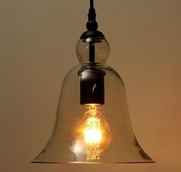 Antique Vintage Style Glass Shade Ceiling Light Pendant Lamp Fixture American Modern Loft Crystal Bell Pendant Light Retro Chandelier Lights