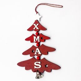 Mini Letters Printed Cute Christmas Ornament Children Wooden Tree Shape Home Hanging Party Decoration Festival DIY Gift