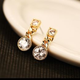 Super glittering !high quality ins fashion designer luxury diamond zircon cool metal braided stud earrings for woman girls