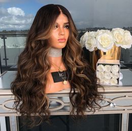 Long Curly Wig Women Mixed Brown Hair Big Wave Synthetic Hair Wigs