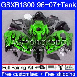 Body For SUZUKI GSX R1300 Green flames GSXR1300 96 02 03 04 05 06 07 333HM.63 GSXR 1300 Hayabusa 1996 2002 2003 2004 2005 2006 2007 Fairing