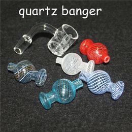 New Bevelled Edge Quartz Banger With Glass Carb Cap 14mm Male Glass Reclaim Catcher handmake Quartz Banger nail for dab rig glass bong