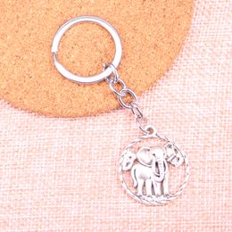 New Keychain 28mm circle elephant Pendants DIY Men Car Key Chain Ring Holder Keyring Souvenir Jewellery Gift