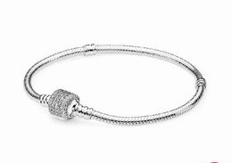 Newest silver Bangle Bracelets Genuine 925 Sterling Silver Charms Bracelets with Clear Cz Snake chain DIY Jewellery wholesale hot sale