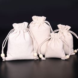 50pcs (7*9cm 9*13cm 11*14cm 13*17cm) Linen Bag Sack Jewellery Bags Wedding Party Candy Beads Packing Christmas Gift Bag