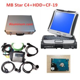 Outil de diagnostic de MB Star C4 avec 2021.06 HDD Xentry + DAS + EPC avec ordinateur portable CF-19 pour Mercedes Benz Boîte à outils de diagnostic emballée