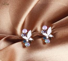 new hot Popular zircon butterfly diamond ruili new ear studs simple personality fashion classic exquisite elegance