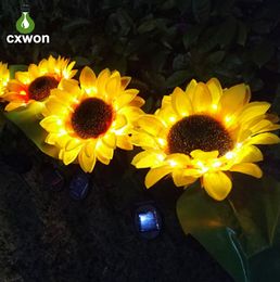 Solar Powered Sunflower Light Multi Styles Outdoor Solar Flower Light For Garden Lawn Path Lighting Decoration