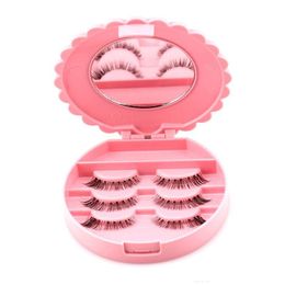 New Flower Lovely False Eyelash Storage Box Makeup Cosmetic With Mirror Case Organiser Bownot Beauty Comestics Tool Plastic