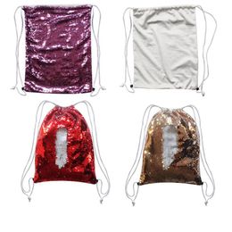 50pcs 45x35cm Sublimation Magic Sequins Blank Backpack Drawstring Bags Outdoor Sports Glitter hot transfer printing DIY Consumables